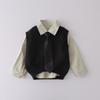 2026 New Baby Boy Spring/Autumn Outfit: Stylish Sweater Vest & Long Sleeve Three-Piece Set