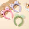 Hair Hoop Toothed Anti-Slip Plush Headband with Bear Ears Decor Fluffy Elastic Face Washing Makeup Hairband