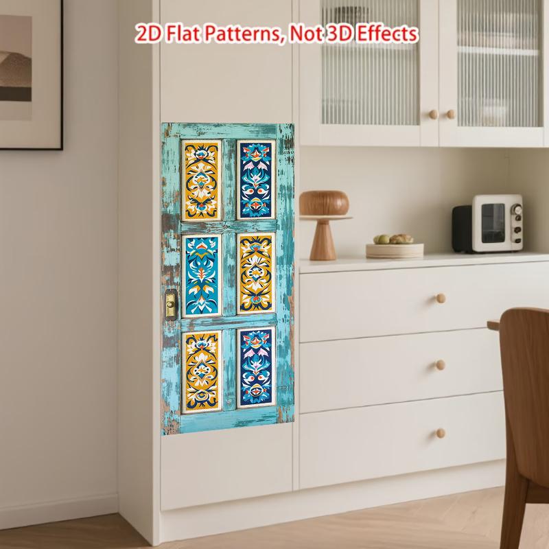 84Style Fridge Stickers Refrigerator Cover Door Landscape Plant Sea Vinyl Self Adhesive Kitchen Furniture Decor Wrap Freezer Sticker DIY