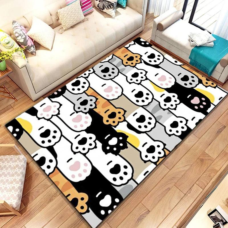 Cartoon Animal Paw Print Carpet Farmhouse Style Indoor Floor Mat Non Slip Area Rug for Living Room Home Decor Entrance Doormat