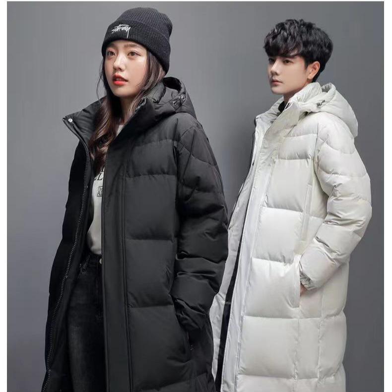 New Winter Style, Unisex and Couple Down Jacket, Casual Long Style, Knee-length Hooded Korean Style