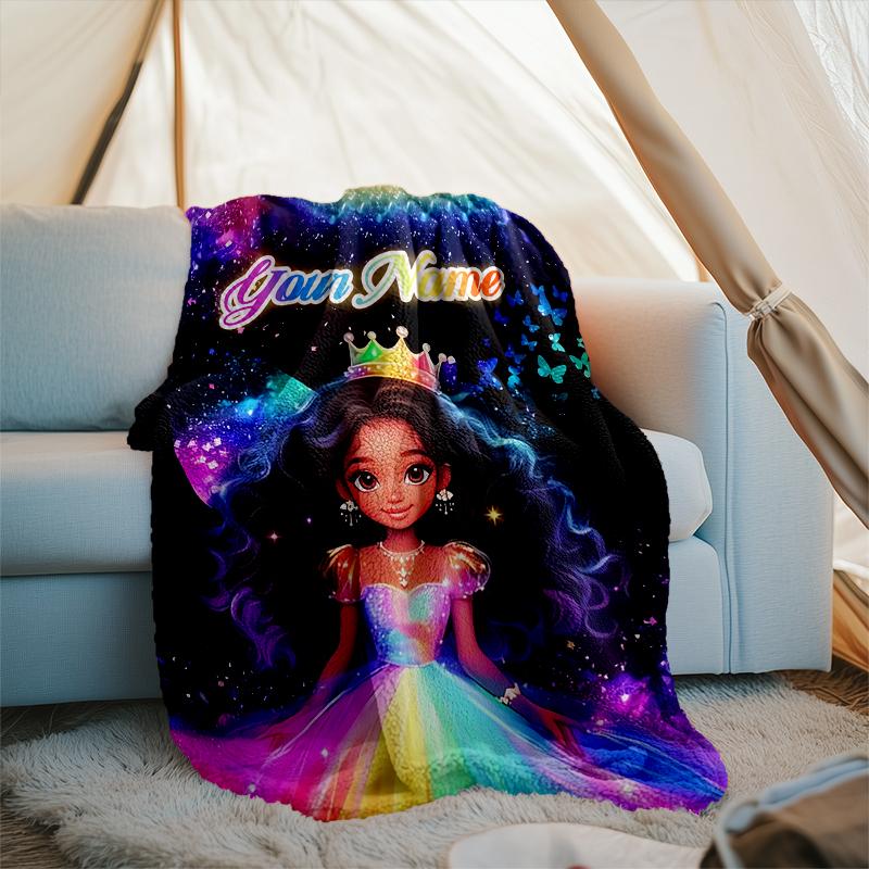 1PC Custom Name "Magical Princess Galaxy" outdooor Flannel blankets Patterns Throw Blanket All-Season Soft Gift for Couch, Bed, Camping gifts