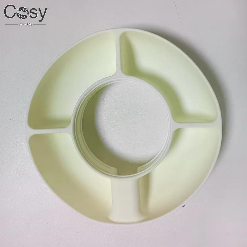 Silicone Snack Bowl Food-Grade Reusable Snack Ring Lightweight Candy Platter with 4 Compartments for Stanley Cup 40oz 30oz