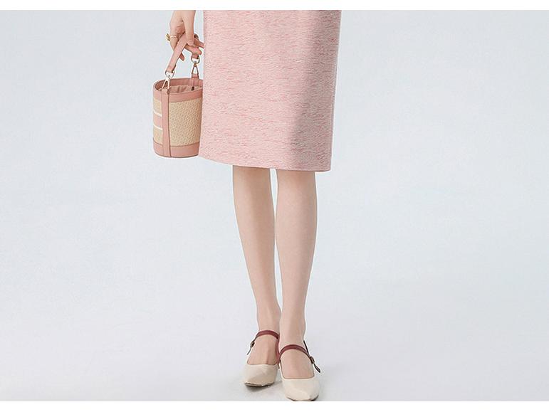 Eleganter Damenanzug Rosa Rock & Strickjacke: Herbst/Winter Berufskleidung