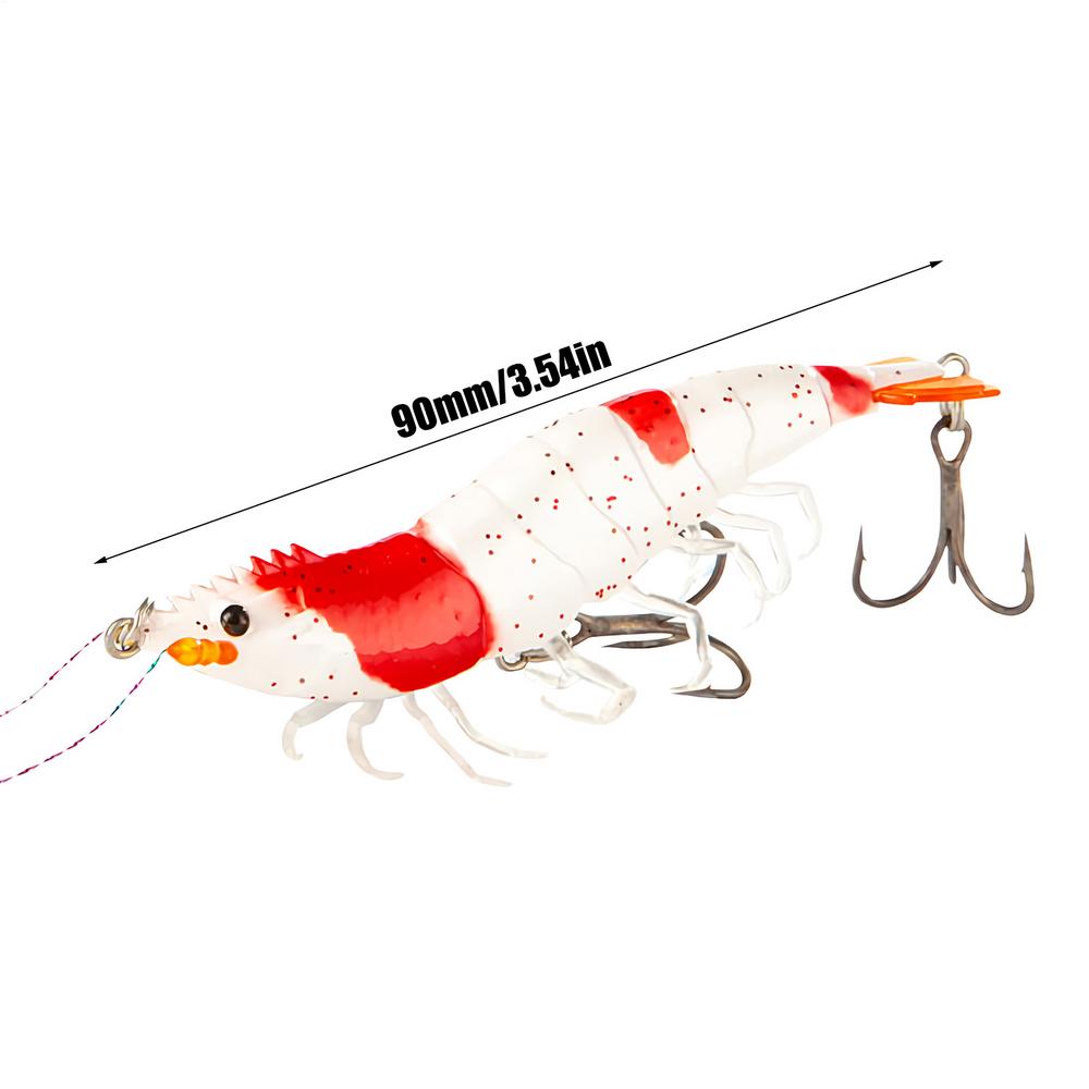 

Fishing Lures for Bass 3.54 IN Realistic Saltwater Shrimp Lures Artificial Jig Glow in The Dark Reflective Bait for Salmon