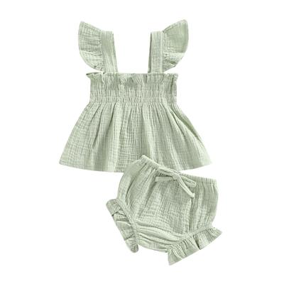 Newborn Short Sets Baby Girl Clothes Summer Outfit 2023 Ruffles Fly Sleeve Baby Items Things Groups Clothing