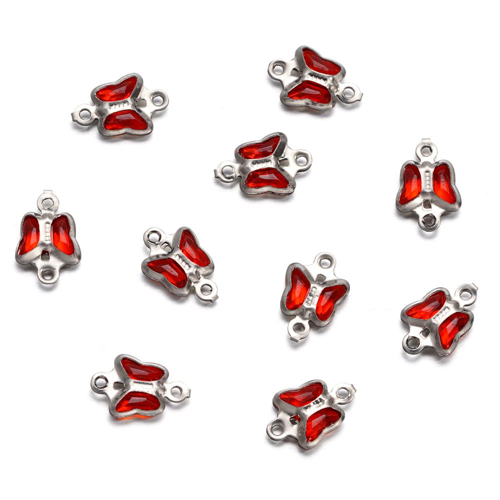 

10pcs 7mm Stainless Steel Double Holes Butterfly with Rhinestones Bracelet Necklace Pendants Connectors for DIY Jewelry Making