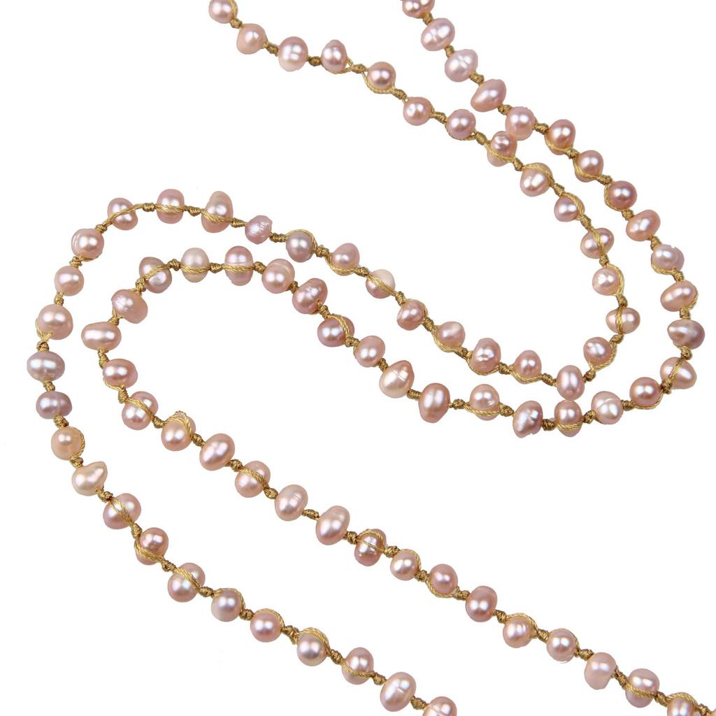 KELITCH Choker, Elegant Long Pearl Necklace for Women, Simple Design, Perfect for Weddings (Yellow)