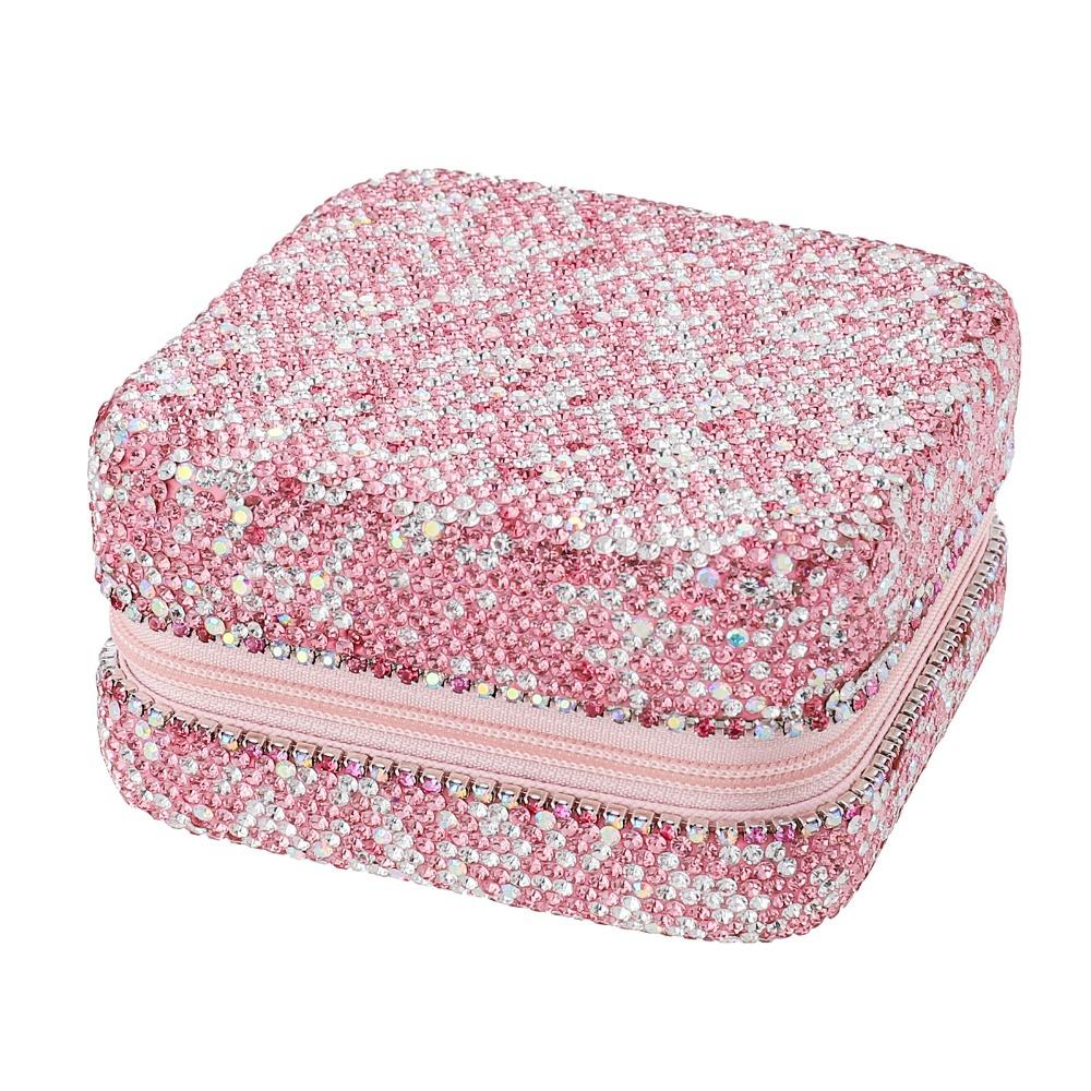Luxury Travel Earrings Storage Case Square Portable Ring Holder Studded Jewelry Organizer Makeup