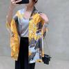 Simple Gradient Colour Oil Painting Ladies Air-conditioning Room Shawl Liqin Satin Silk Scarf