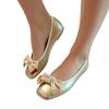 Bow Flat Shoes Women Ballet Flats Metallic Gold Square Toe Slip-On Casual for Daily Wear All-Day Comfort Plus Size 42