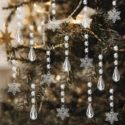 38-Piece Crystal Snowflake & Waterdrop Christmas Tree Ornaments for Wedding & New Year Decorations