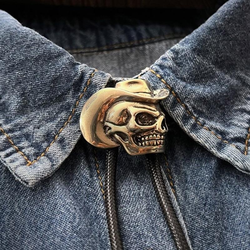 Bolo Tie for Male Skull Bolo Tie Necktie Collar Pendant Western Necklace for Teens Cowboy Rodeos Neckwear