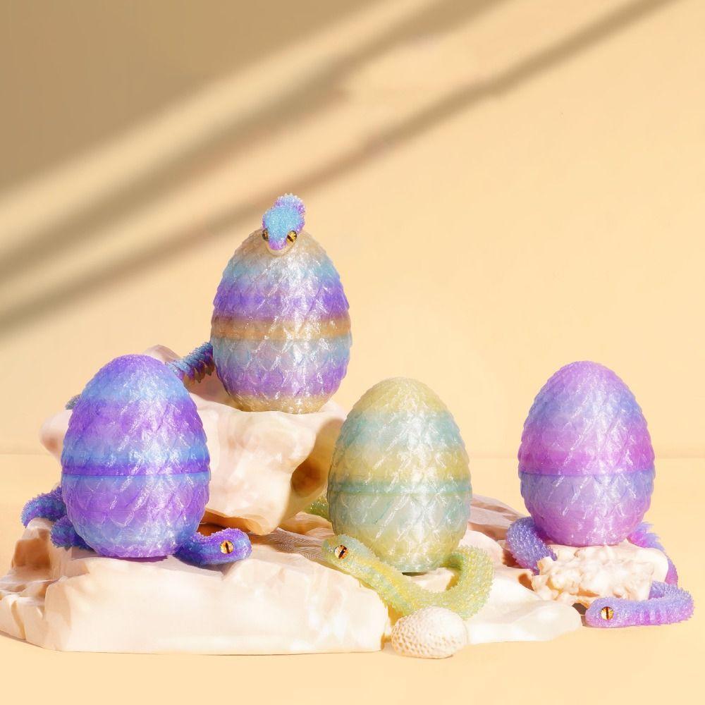 

Movable Joint 3D Printed Snake Egg Toy Multicolor Simulation Snake Model Halloween різнокольоровий