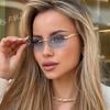 Protective Glasses 2pcs Rimless Leopard Metal Square Sunglasses Women Fashion Colorful Lens Design Sun Glasses Outdoor Shades