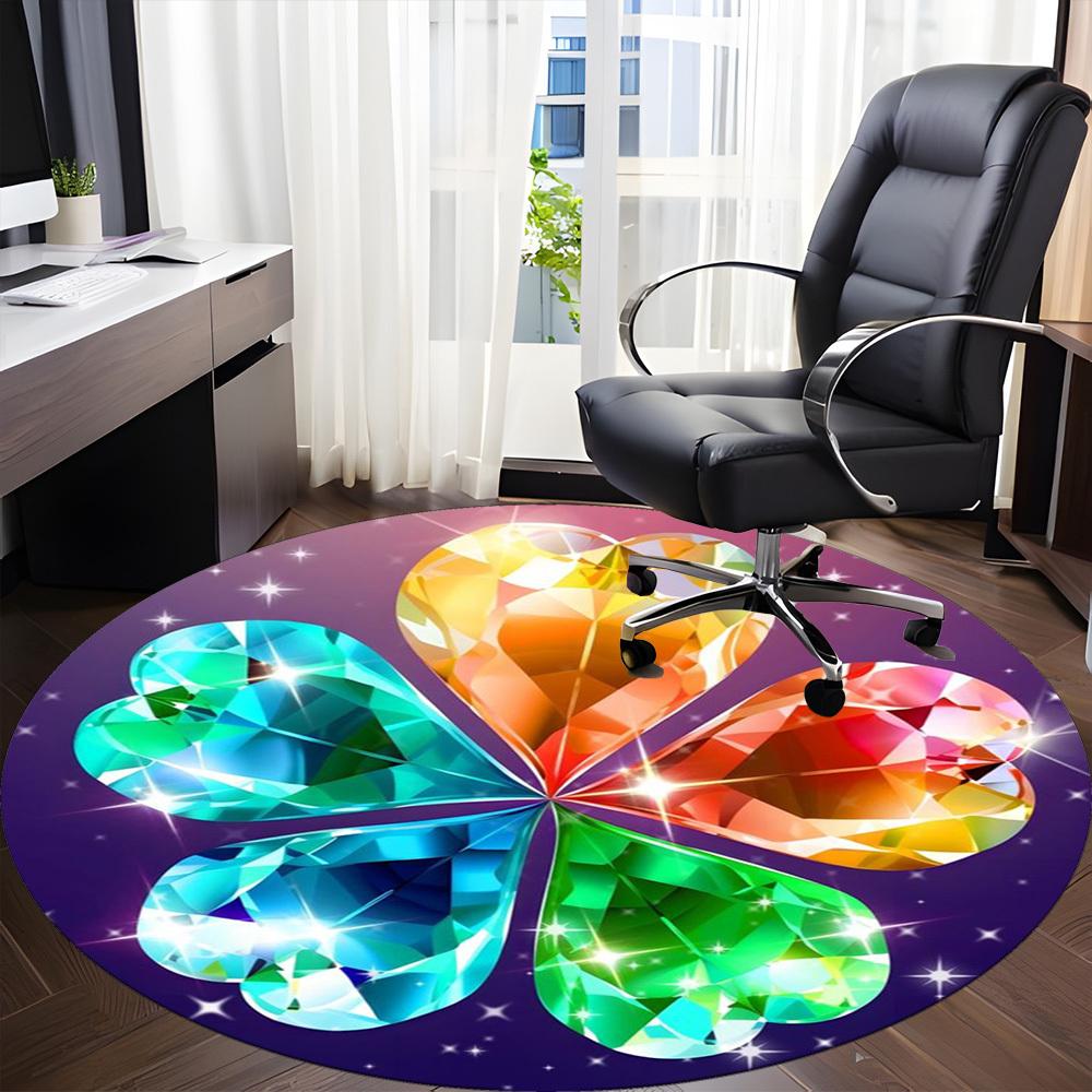 1pc Diamond Clover Chair Carpet for Office, Soft Comfortable Mat For Office, Living Room, Bedroom, Machine Washable Carpet yy251112012