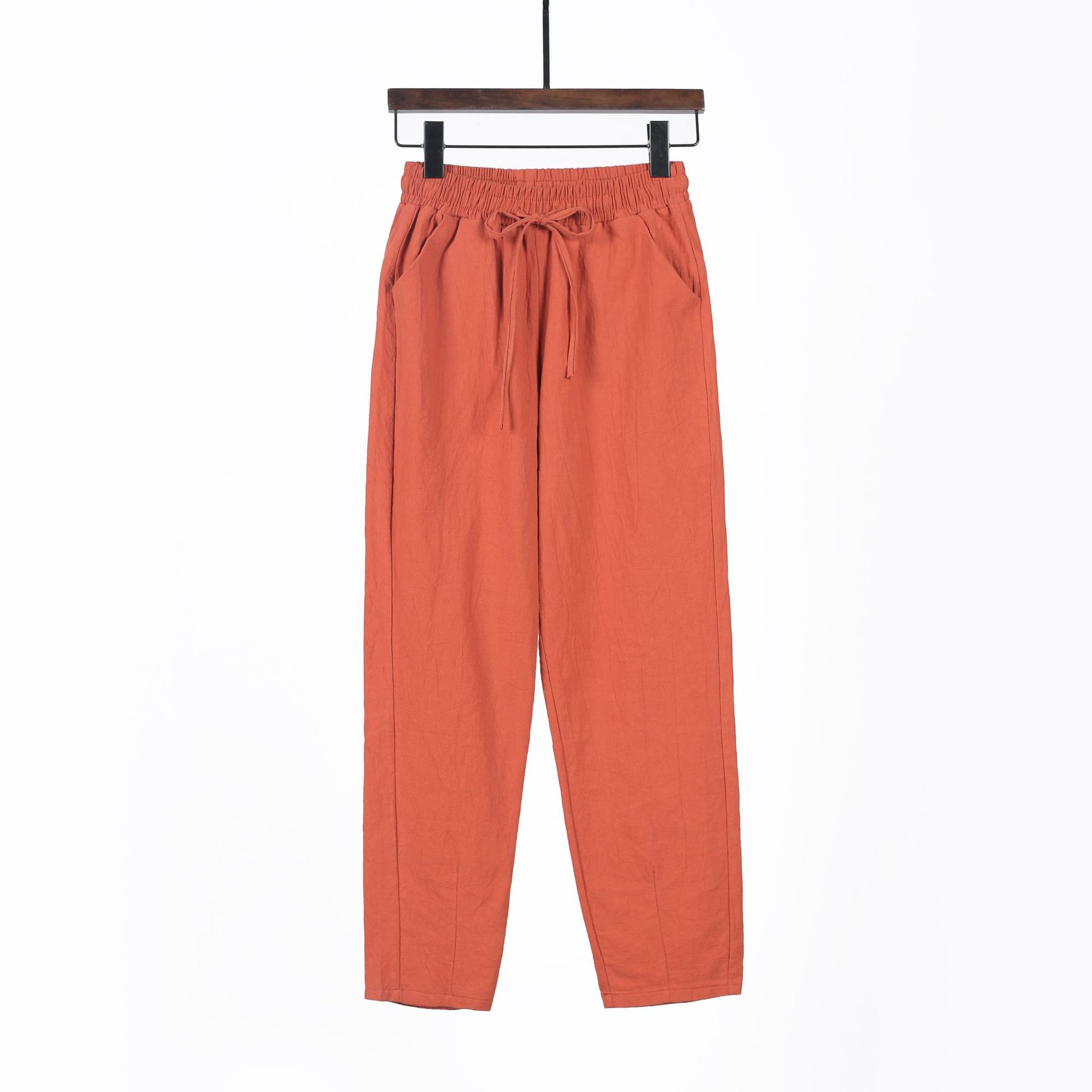 

Повседневные брюки весна-лето и осень свободные прямые универсальные брюки-харлан с застежкой на девять точек 2XL оранжевый