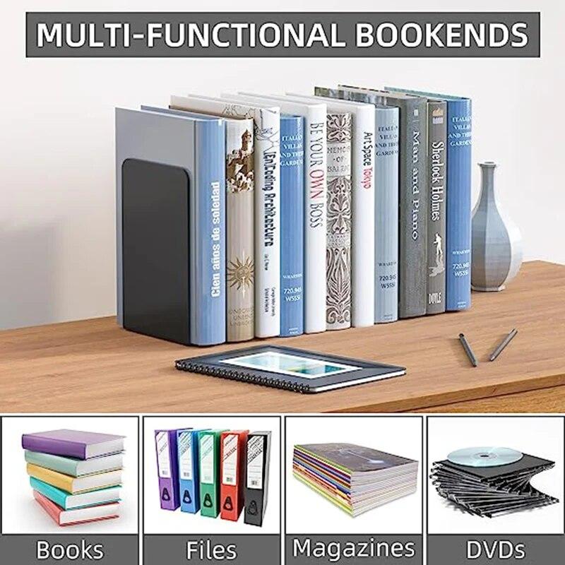 Einfacher Ins Wind-Buchständer, Metall-Desktop-Buchständer, Studenten-Buchblock, groß, verdickt, 2-teilig, Lagerregal, Schreibwaren, schwarz