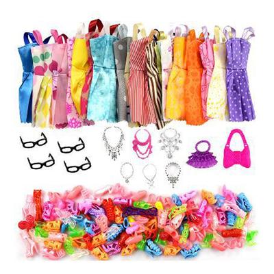 32 STÜCKE/Set Puppenkleider Partykleid Outfits mit Puppenzubehör Schuhe Halsketten Kinder Kinderspielzeug