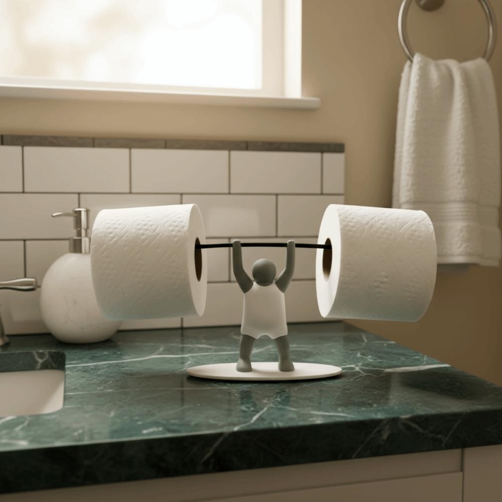 Funny Barbell Toilet Paper Holder Fitness Themed Multi-functional Storage Rack Kitchen Decor