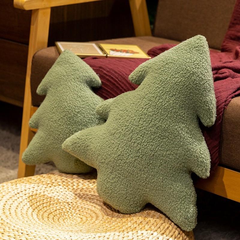 Christmas Tree Plush Cushion With Plant Floral Pattern For Living Room Decor