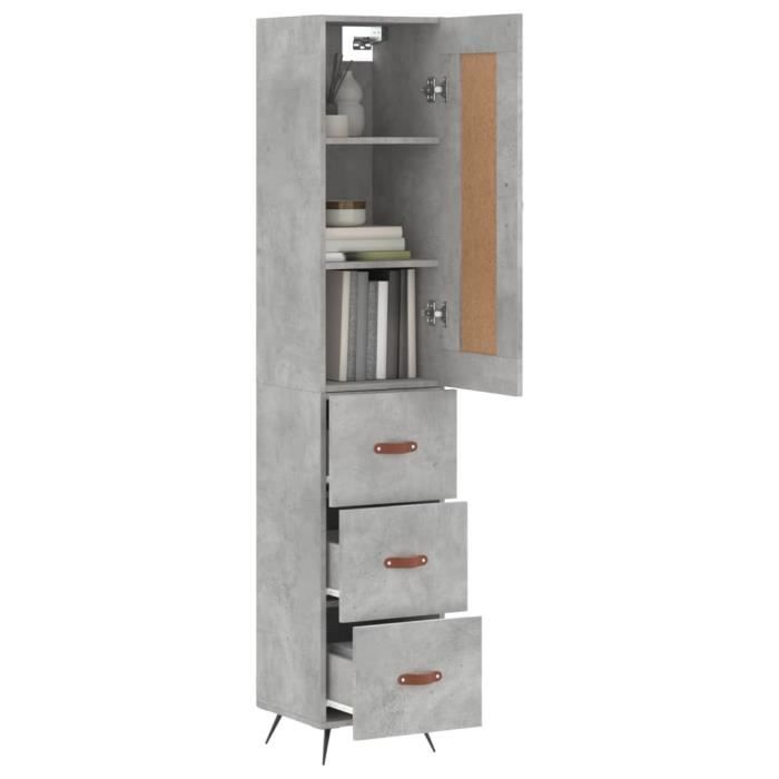 VidaXL Highboard Concrete Grey 34.5x34x180 Cm Engineered Wood 3200173