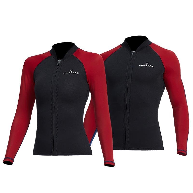 1.5mm Men Women Neoprene Wetsuits Long Sleeve Jacket Front Zip Sports for Scuba Diving Surf Swim Tops