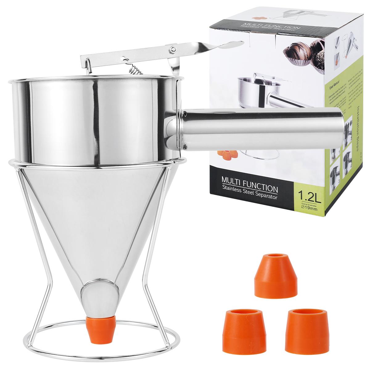 

Диспенсер для блинного теста Многокалиберный из нержавеющей стали Диспенсер-воронка со стойкой Инструменты для приготовления кексов и выпечки Кухонный аксессуар