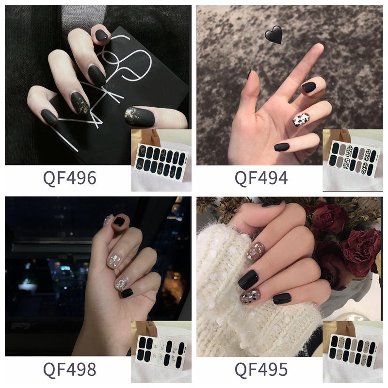 Leopar Desenli Tırnak Sanatı Etiketi Cam Mor İnternet Ünlüsü Tam Etiket Küçük Taze Nude Tırnak Etiketi