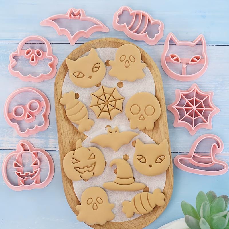 8PCS Halloween cookie molds, food grade DIY pumpkin ghost skull, bat cart, mesh cookie manufacturer, mold kit