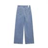 Women's Fashion Slim Fit High Waist Denim Pant Rhinestone Embellished Jeans Street Blue Wash Solid Color Casual Wide Leg Jean 2025 Spring