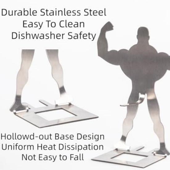 Yousheng Hot Dog Stand Tragbarer Edelstahl Muskelmann Hot Dog Halter zum Grillen von Würstchen Mais BBQ Zubehör Spülmaschinenfest Wiederverwendbar Geschenke