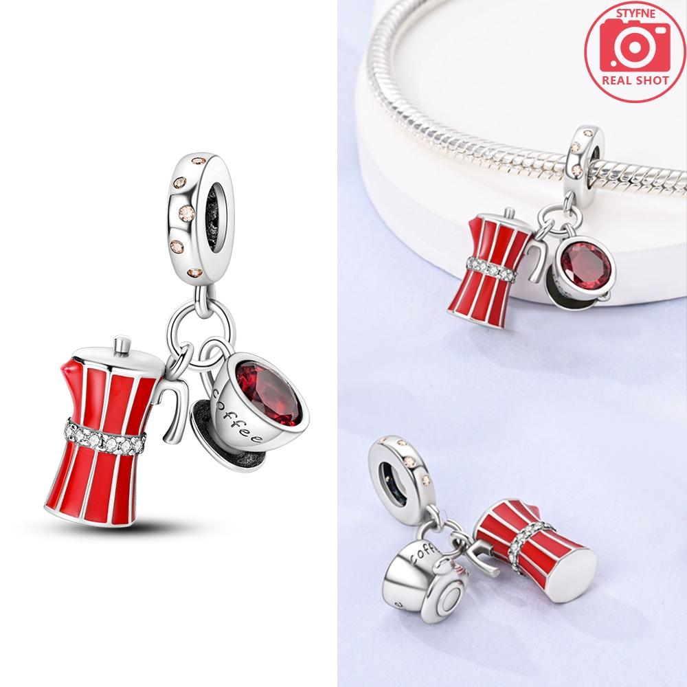 

Charms Copper Red Mocha Pot And Coffee Cup Pendants Fit Charms Plata Original Bracelet Beads Women Jewellery Making Diy