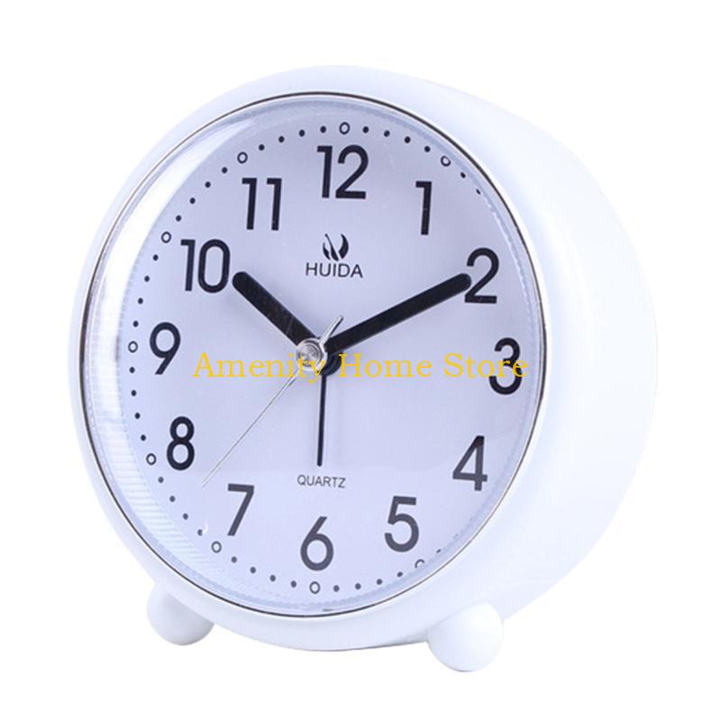 F26C Vintages Styles Alarm Clock 4inch Silents NonTicking Night Lights Feature Battery Operated Decoration for Bedroom or Office