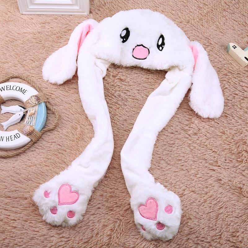 Buy Cute Baby Kids Plush Moving Ears Rabbit Hats Adults Pinching Ear ...