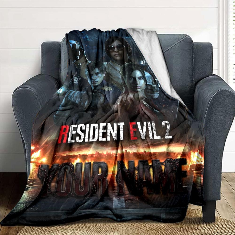 Name Custom Zombie Game Print Flannel Blanket High Quality Warm Comfortable Cover for All Seasons Perfect for Gifts Home Decor