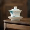 Hand-painted White Porcelain Sancai Gaiwan Tea Bowl