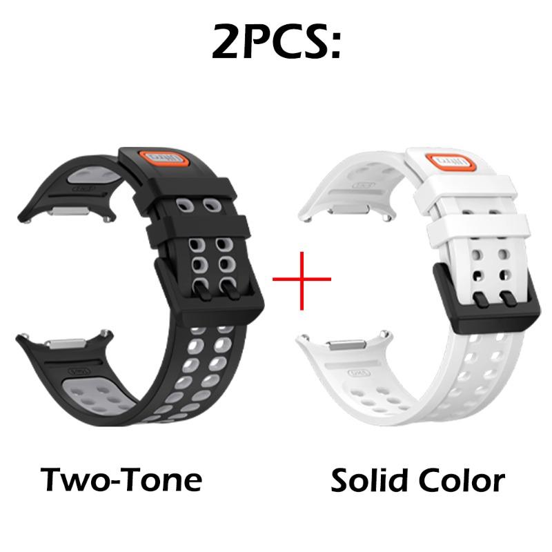 Official Style Silicone Watch Bands for Samsung Galaxy Watch Ultra 2 1 Solid & Two-Tone Set Hollow Breathable Silicone Straps