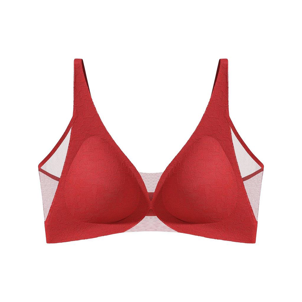 Women's Red Tiger Year Bridal Lingerie Set: Seamless Mesh Push-Up Bra & Panty Gift Box