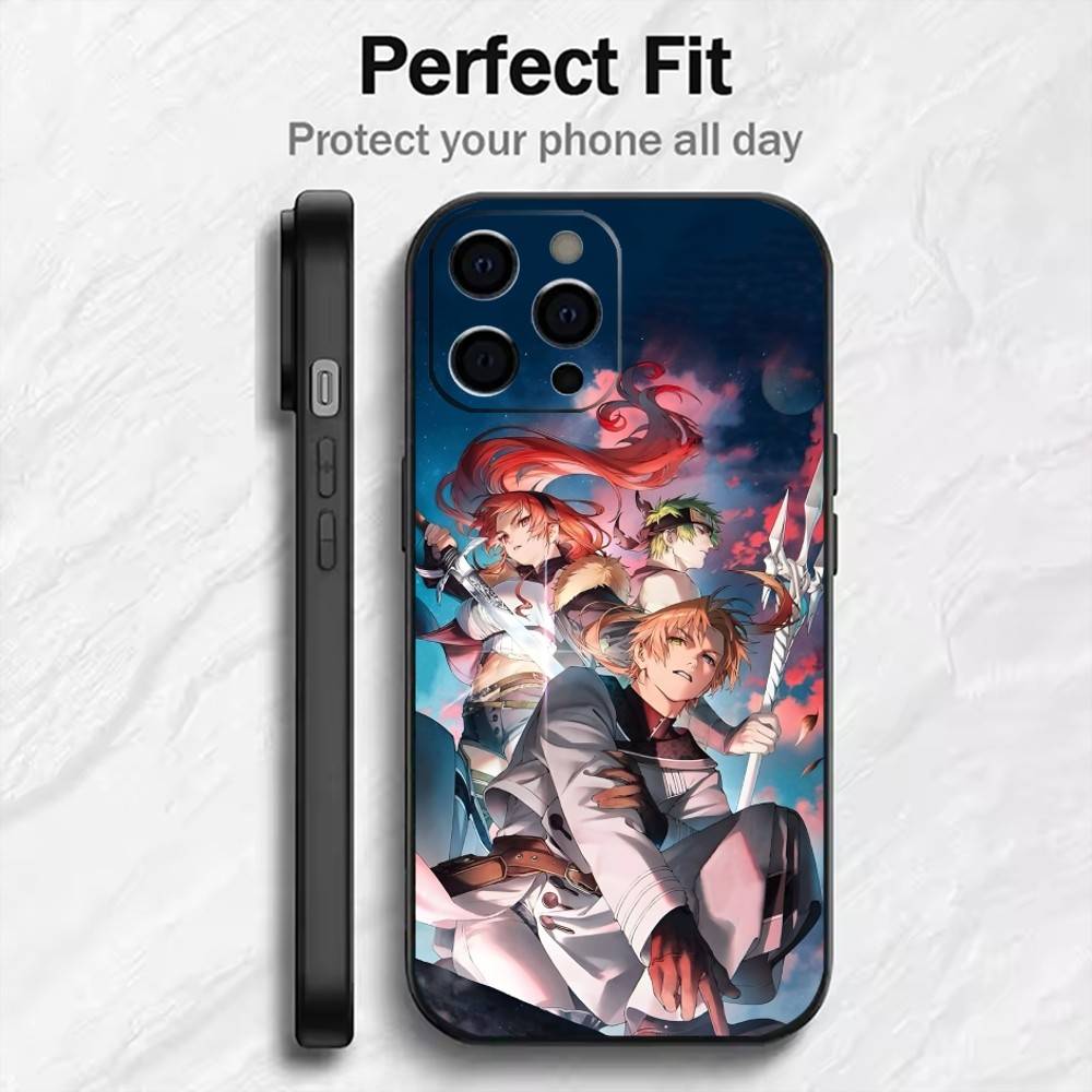 MT-R-Reencarnacion Sin T-Trabajo Anime Phone Case For iPhone17,16,15,14,13,12 Plus,Max Soft Silicone Black Cover
