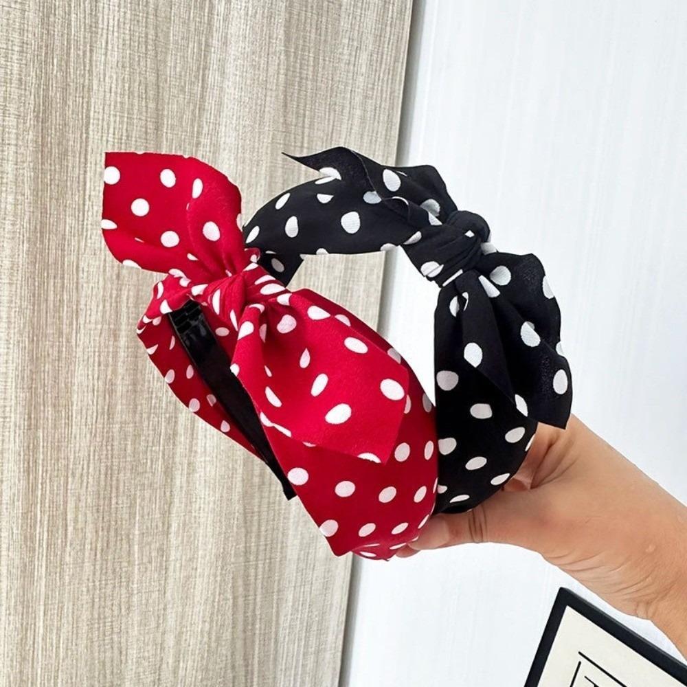 Rabbit Ear Retro Polka Dot Hairband Cross Hair Hoop Headwear  Hair Accessories