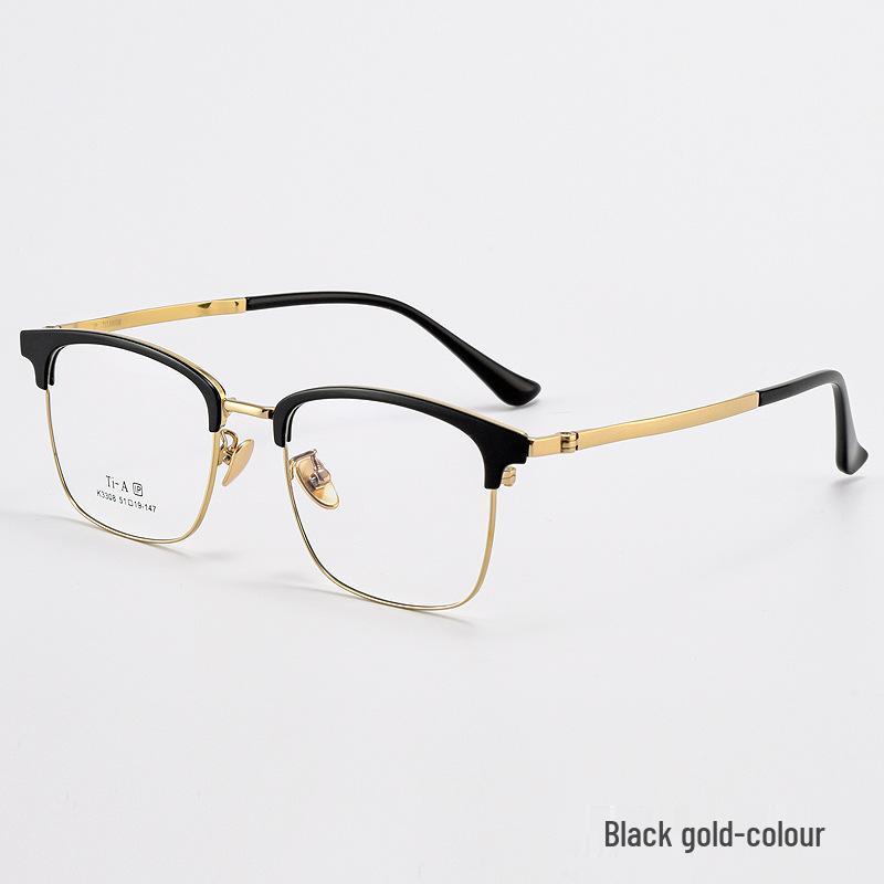 Kemin Men's Titanium Eyebrow Frame: Fashionable, Prescription-Ready Square Design with IP Electroplating - Model 3308.