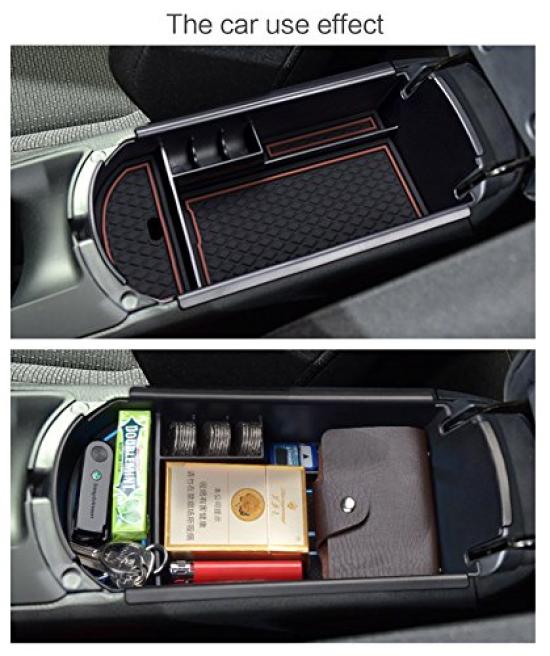 Center console tray for Toyota Center armrest storage box Tray Blue Original rubber mat included C-HR [Brown]
