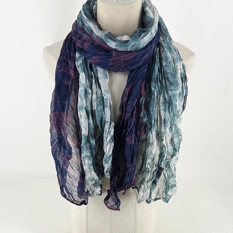Women's Scarf Dyed and Pleated Scarf Neck Protection Warm and Windproof Versatile Accessory Scarf