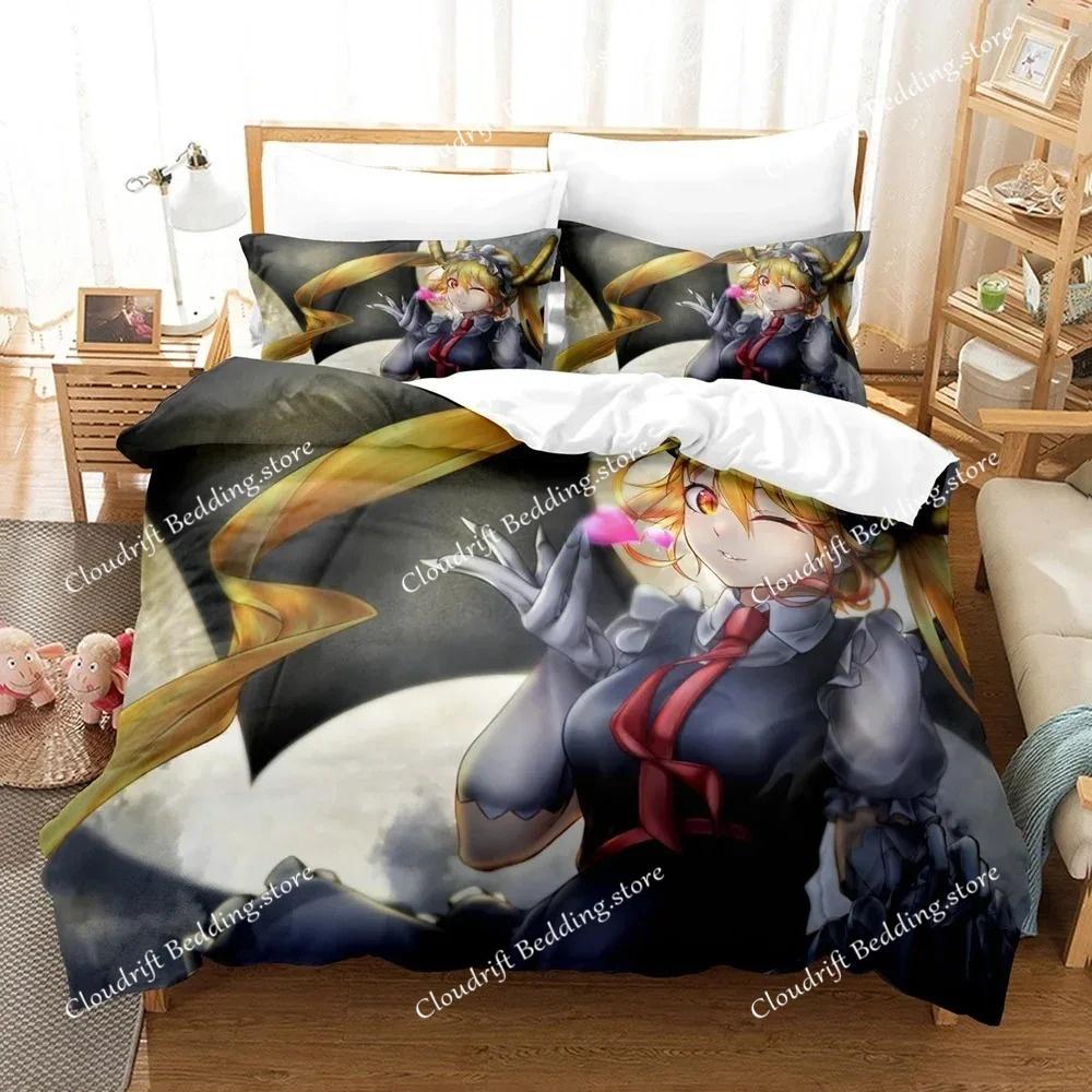 Zestaw pościeli z nadrukiem D Miss Kobayashis Dragon Maid Anime Kanna Poszewka na kołdrę Podwójna Twin Pełna Queen King dla dorosłych i dzieci Poszewka na kołdrę