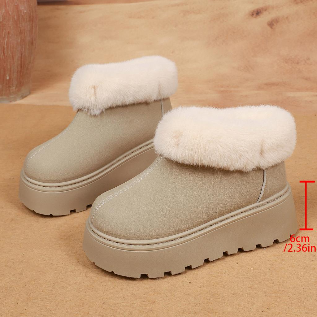 Faux Fur Chunky Platform Snow Boots for Women  Winter Slip On Thick Bottom Ankle Boots Woman Non Slip Cotton Botas Mujer