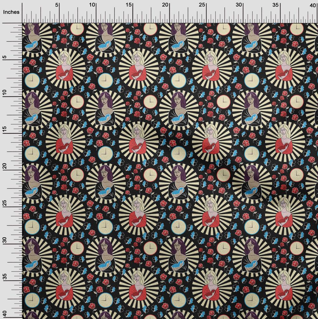 oneOone Cotton Flex Black Fabric Christmas Jesus Birth Sewing Material Print Fabric By The Yard 40 Inch