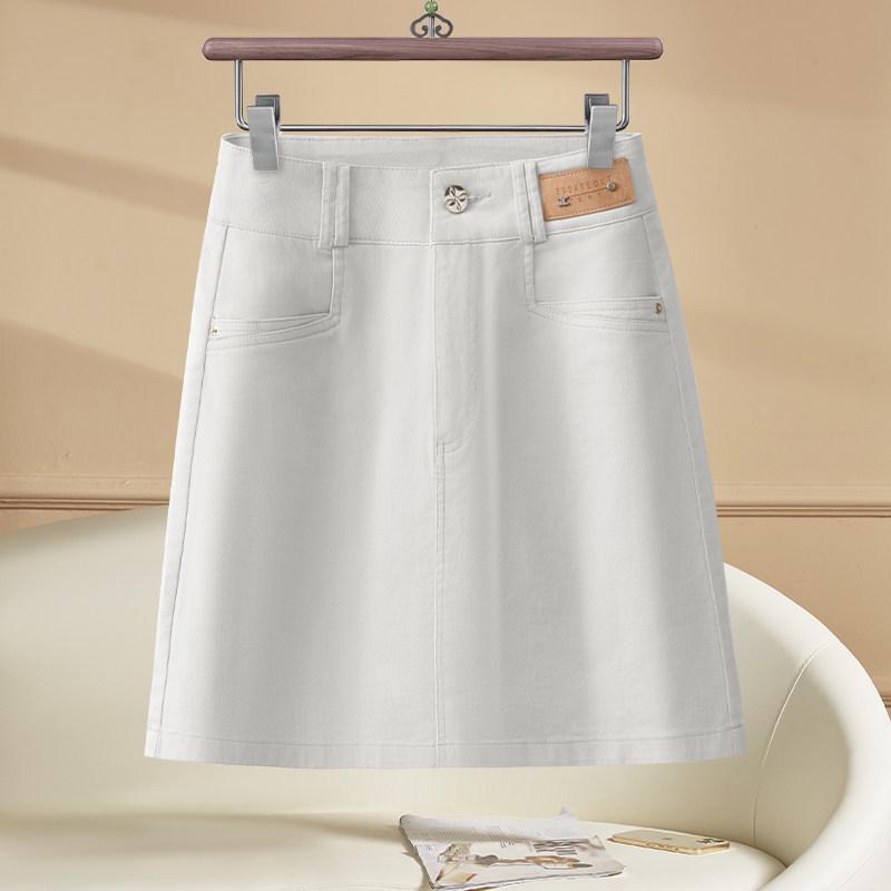 Women s High-Waisted A-Line Denim Mini Skirt S грязно-белый