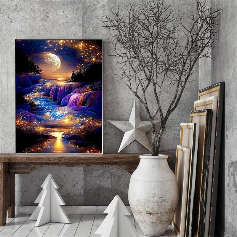 DIY dimanta glezna Skaists straumes krustdūrienu komplekts Mosaic Art Dimanta glezna pilna apļa dimanta mājas dekorēšana