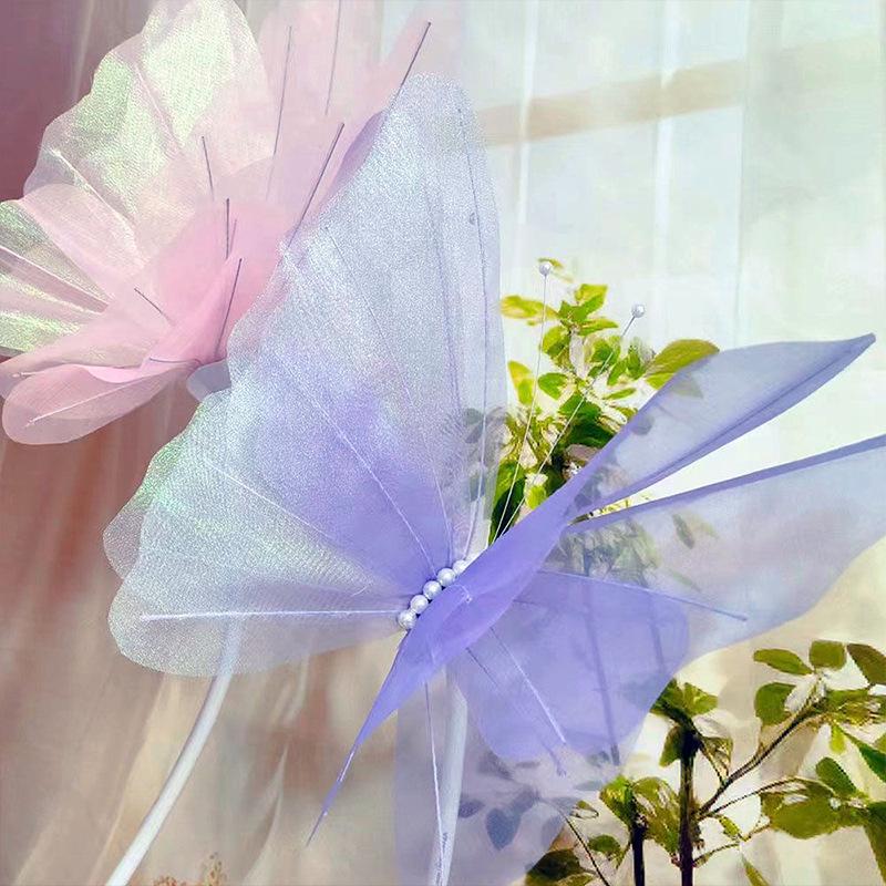 Iridescent Pearl Butterfly & Flower 3D Wedding Decoration